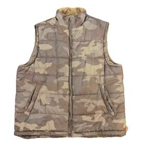 NordicTrack Puffer Vest Camo Full Zip Quilted Design Zip Pockets Men’s XL C11